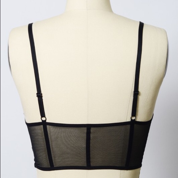Black Mesh Long Line Bralette - Picture 5 of 5